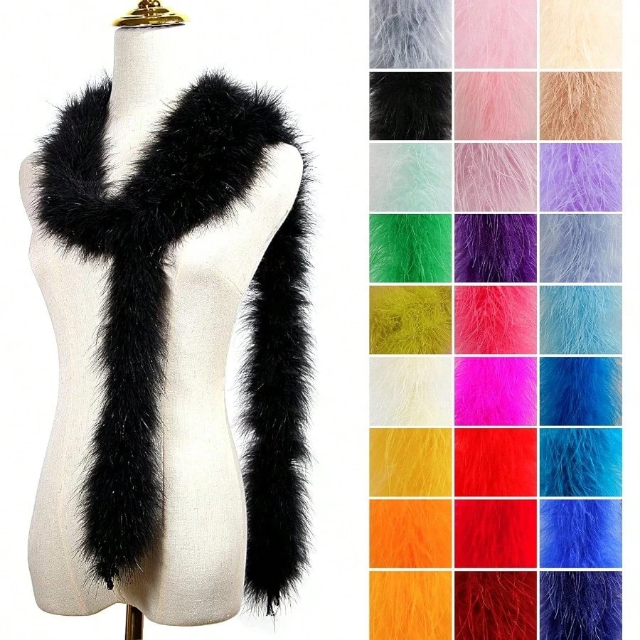 

Black Marabou Feather Boa Natural Fluffy Turkey Feathers 2 Meter 22g for DIY Crafts Wedding Party Costume Christmas Decoration