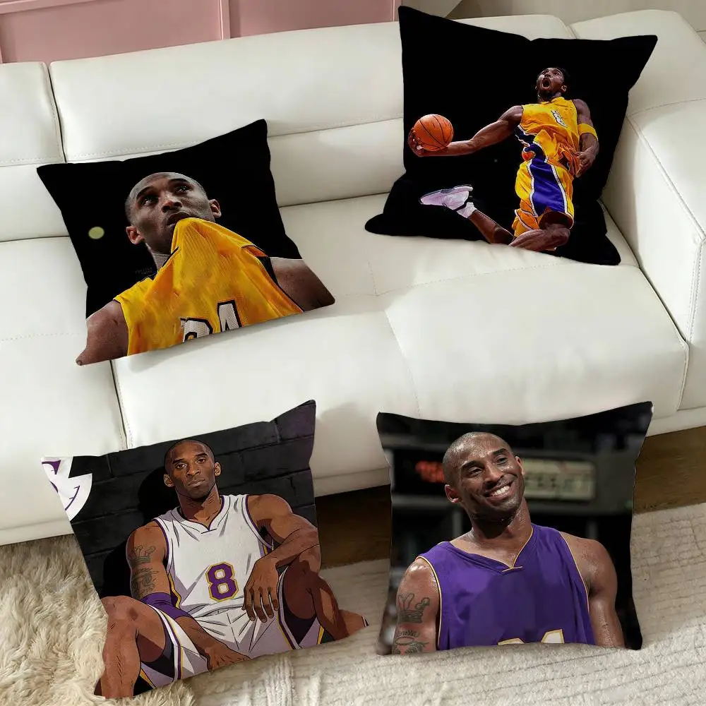 Basketball K-Kobe B-Bryant  Square Double-Sided printed Pillow Case Bedroom Bedside Pillow Sofa Cushion Cover