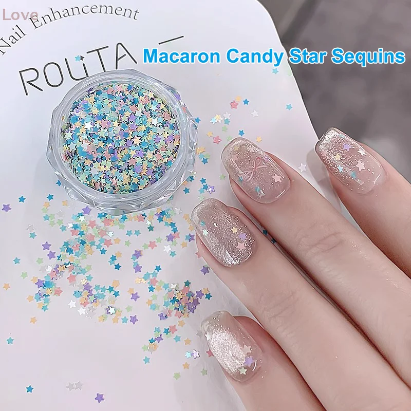 Süße Sternform Macaron Farbe Nagelglitter für Nail Art Nagel Charm Dekoration Zubehör Nail Art DIY