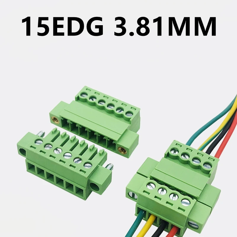 

5Sets 15EDG 3.81 2/3/4/5/6/7/8 Pin Right Angle Screw Terminal Block Connector 3.81MM Pitch Plug + Pin Header Socket 15EDGRKP