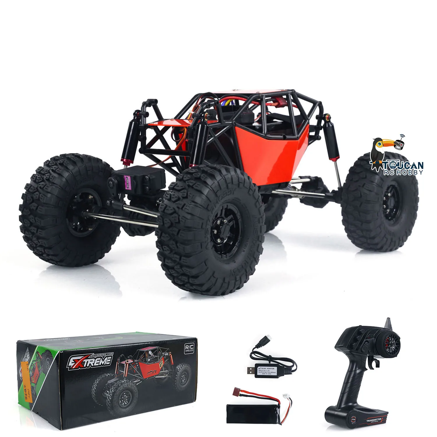 RC 1/10 Scale Off-road Vehicles Climbing Car 4*4 Remote Control Rock Crawler Electric Truck with Battery USB Charging Cable