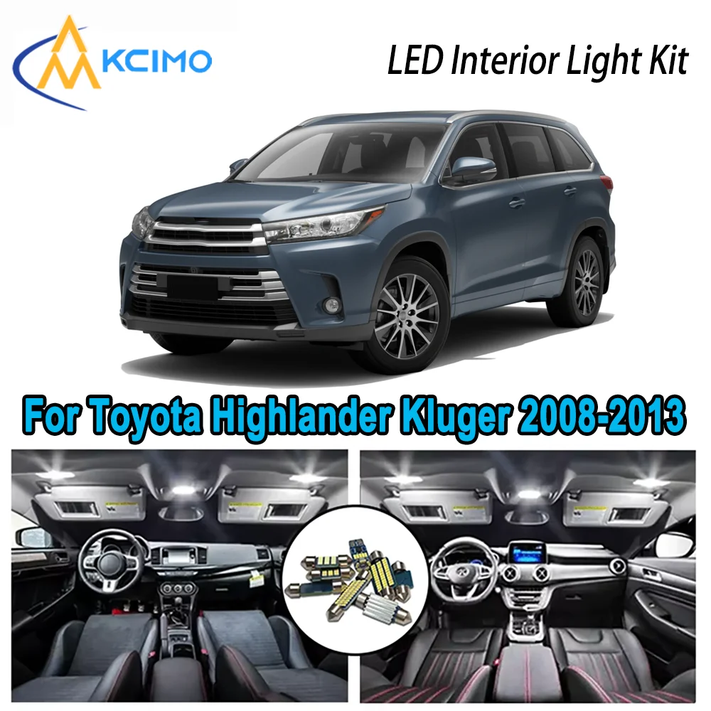 

High-Quality LED Interior Kit for Toyota Highlander Kluger MK2 2 II 2008-2013 Premium Error-Free Dome Map Trunk Automotive Lamps