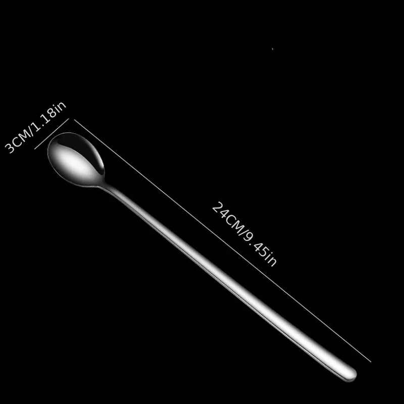 1pc 304 Stainless Steel Spoons Ice Cream Spoons Long Handle Coffee Spoons Stirring Spoons Kitchen Utensils