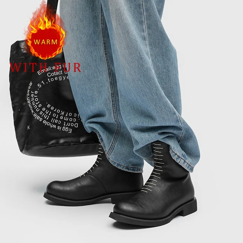 

Men's autumn and winter boots Designer's classic style Work Business Outdoor Fashion Street Black 38-46 warm leather shoes