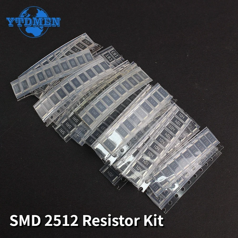 Resistor SMD 2512 Assorted Kit, 1R-1M, 33 valores, 1K, 10K, 100K, 200K, 470K, 1R, 10R, 22R, 47R, 150R, 330R, 470R, 1M, 5% Resistência Set, 330pcs