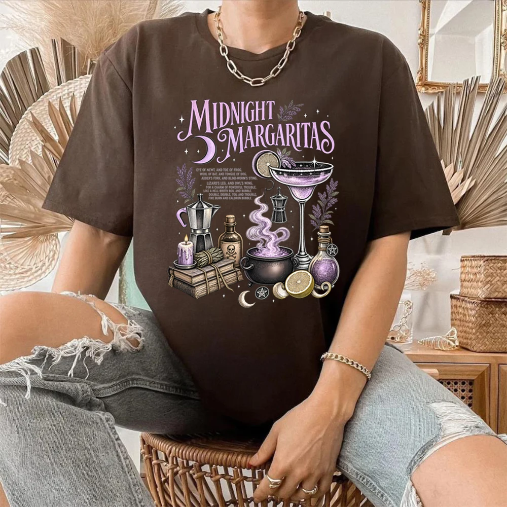 Midnight Margaritas Shirt Praktisches Magie-inspiriertes T-Shirt Vintage Hexen-Cocktail-Shirts Gotisches Viktorianisches Haus Halloween T-Shirt – Detail 5