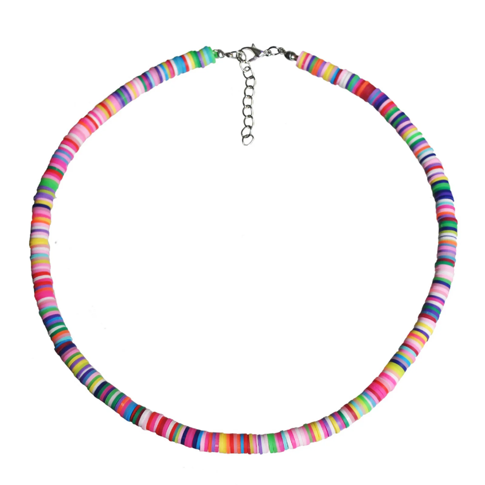 

Clay Round Pieces Necklace White and Black 6mm Lightweight Durable Boho Beach Travel Party Jewelry Necklace Beach