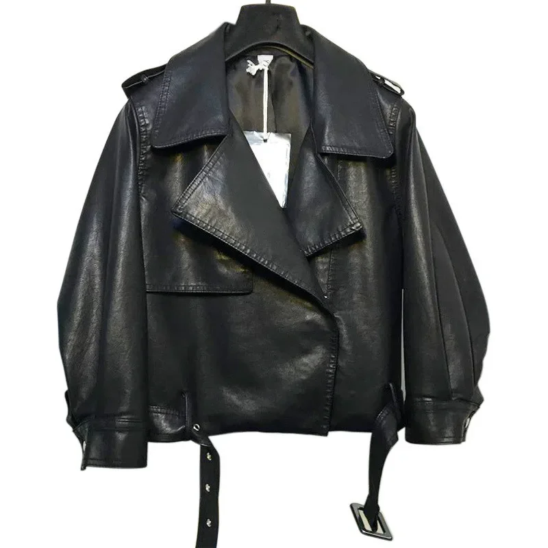 Blouson automne-hiver en similicuir PU femme, court et résistant, à la mode, pour moto