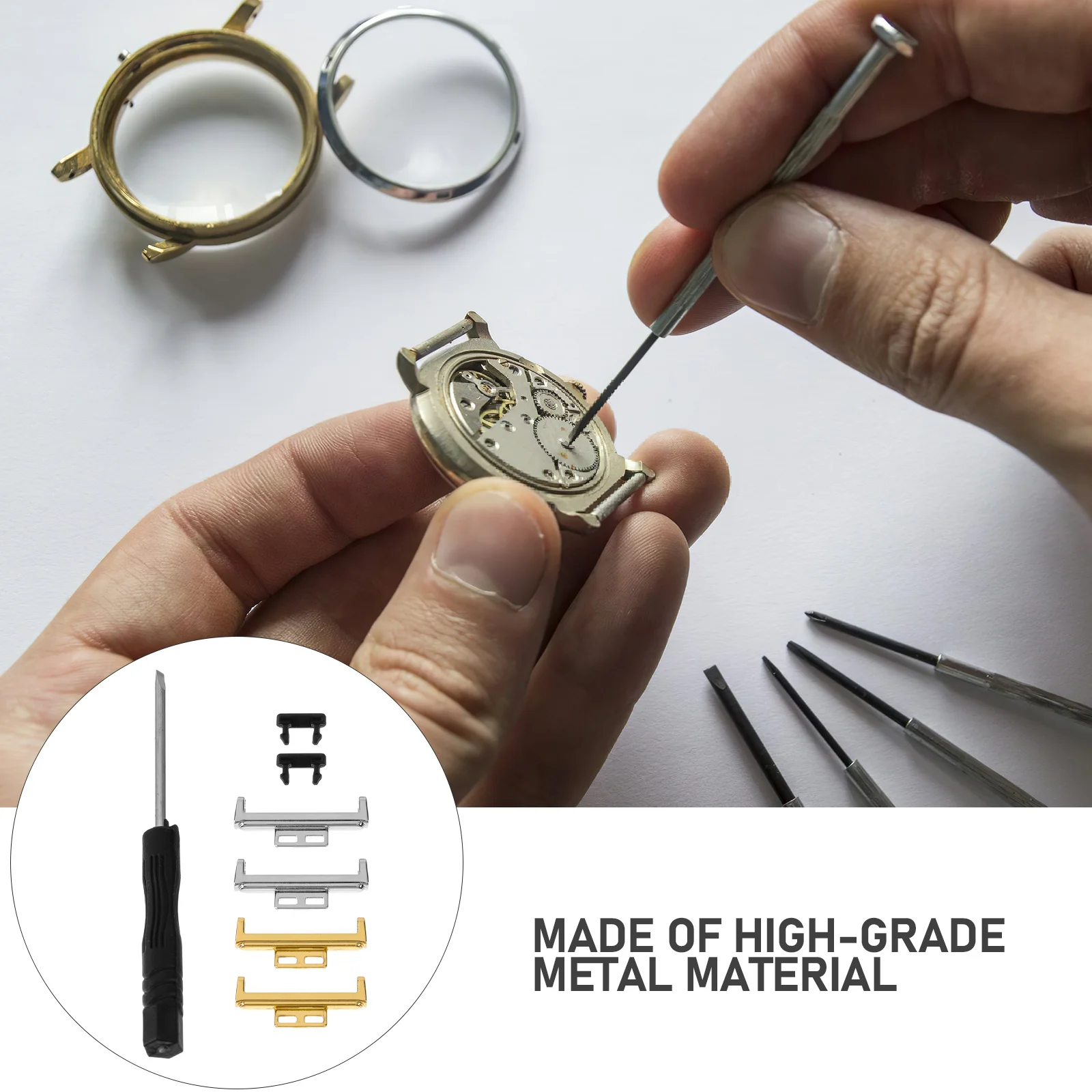 

4pcs Metal Watchband Connector For Adapter Durable High-Grade Accessory Linker Tool Replaceable Connector