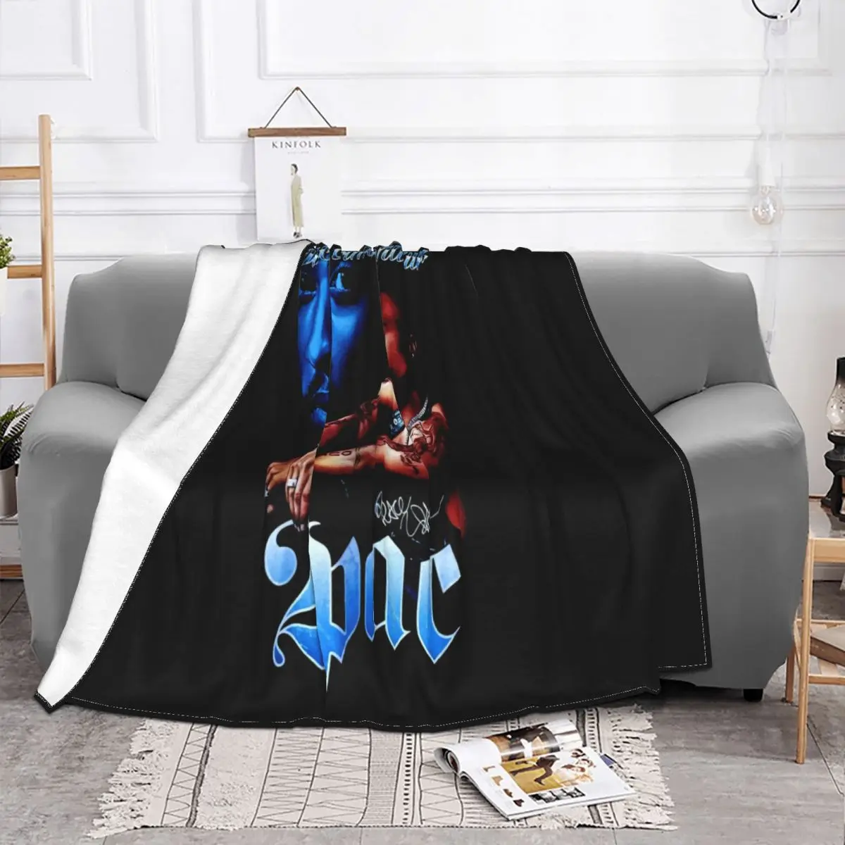 Vintage 90S 2Pac Tupac Shakur Long Beach Navy Unisex T- 23 L819 Graphic Letter Selling Fresh Design Throw Blanket