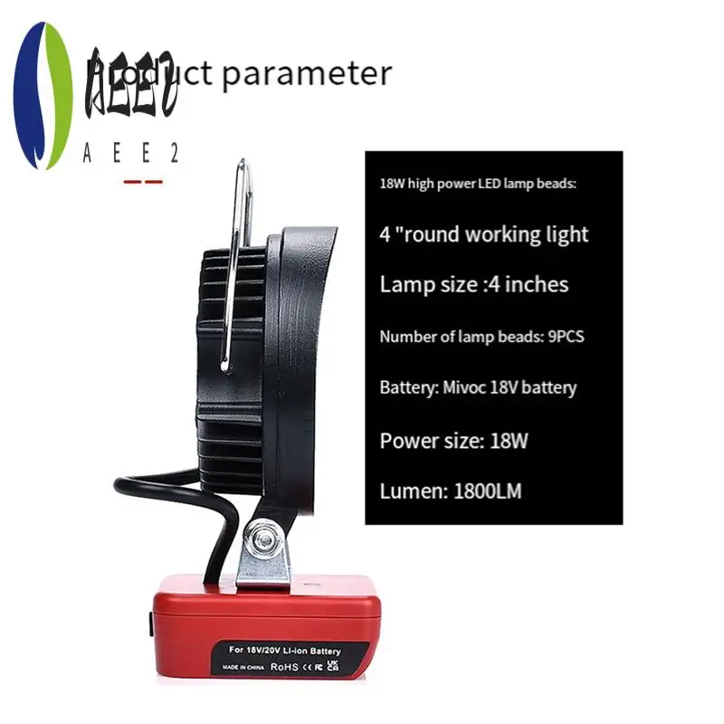 

AEE2-For 18V/20V Li- Battery LED Work Light 4Inch Flashlight Portable Emergency Flood Lamp Camping Lamp