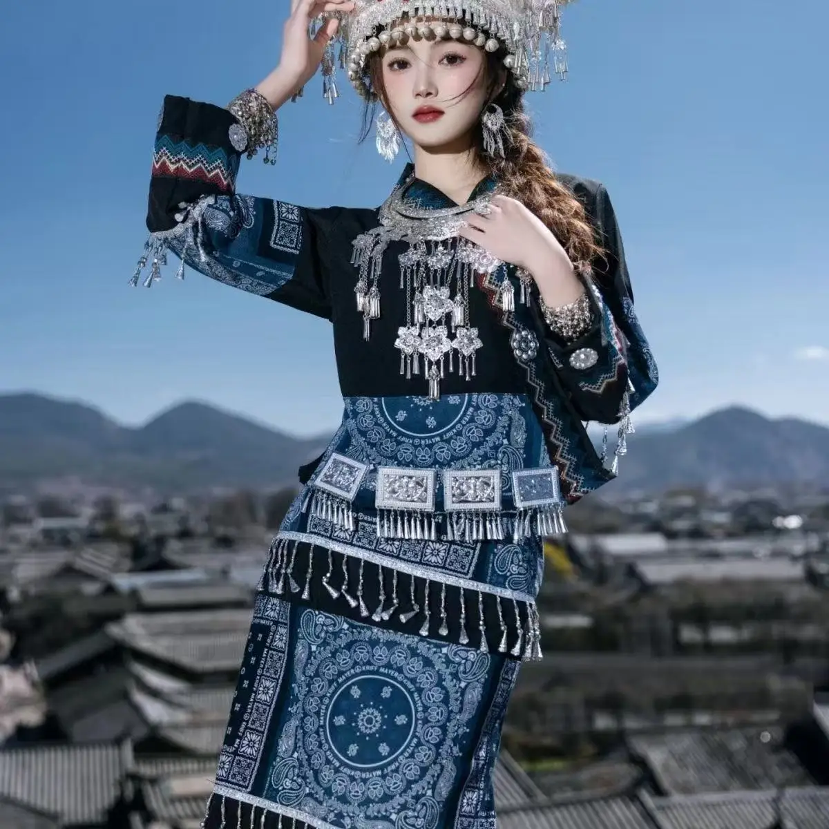 National Style Miao Clothing Women's Hmong Costume Stage Performance Outfits Female Hanfu