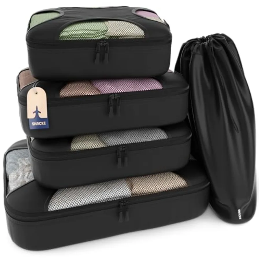 

Packing Cubes for Travel 5 Set - Compression Luggage Organizer Bags - Versatile Travel Organizer for Women and Men - Optimized