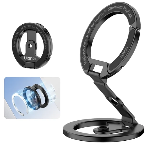 Imagen 2 del producto Ulanzi MA02 MagLock Soporte magnético doble para teléfono Diseño delgado y plegable con soporte universal de 1/4"" para gimnasio, refrigerador, Vlog Shots