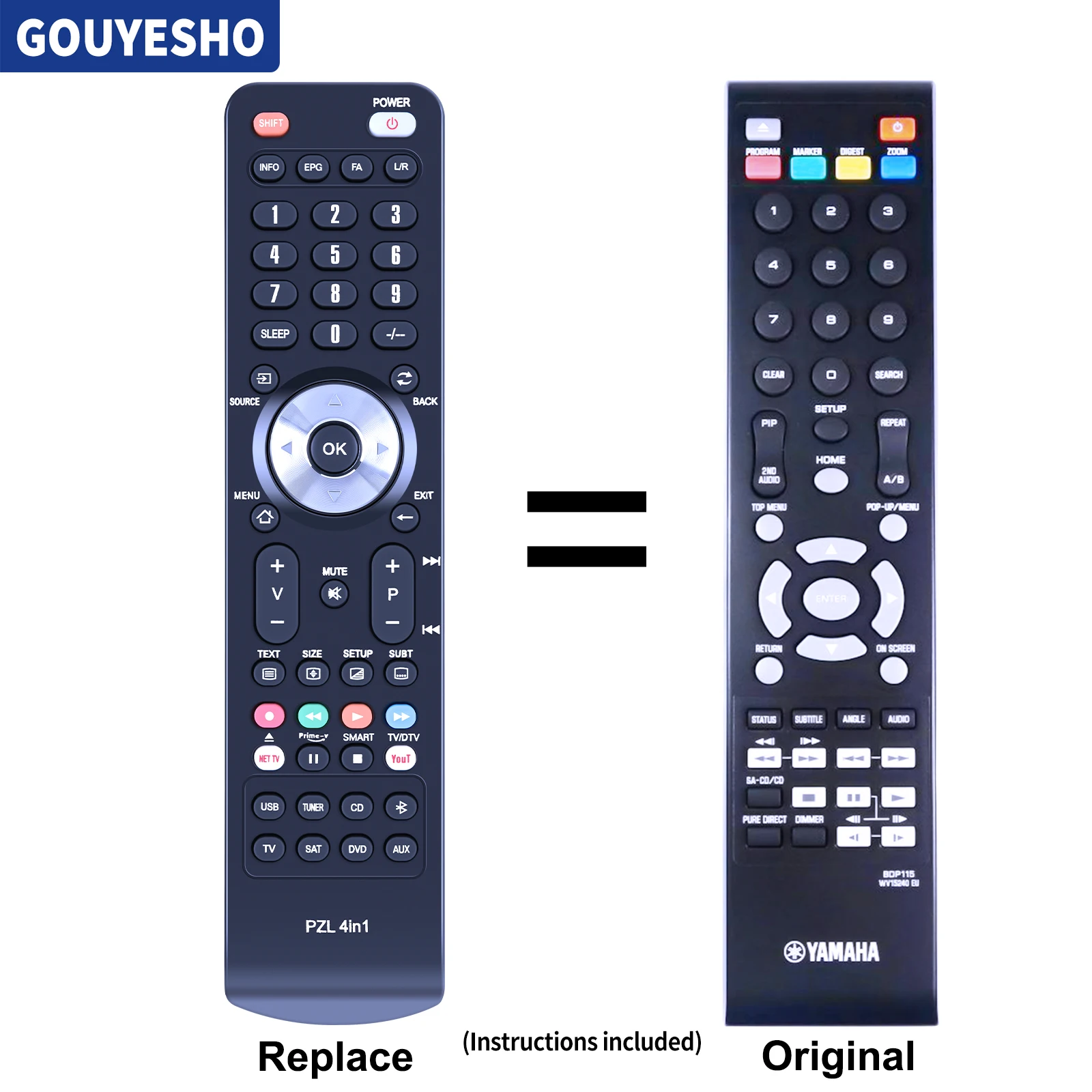 New Remote Control BDP115 WV15240 EU WV15240EU for Yamaha Audio / Video Players BD-S1067 BD-A1010