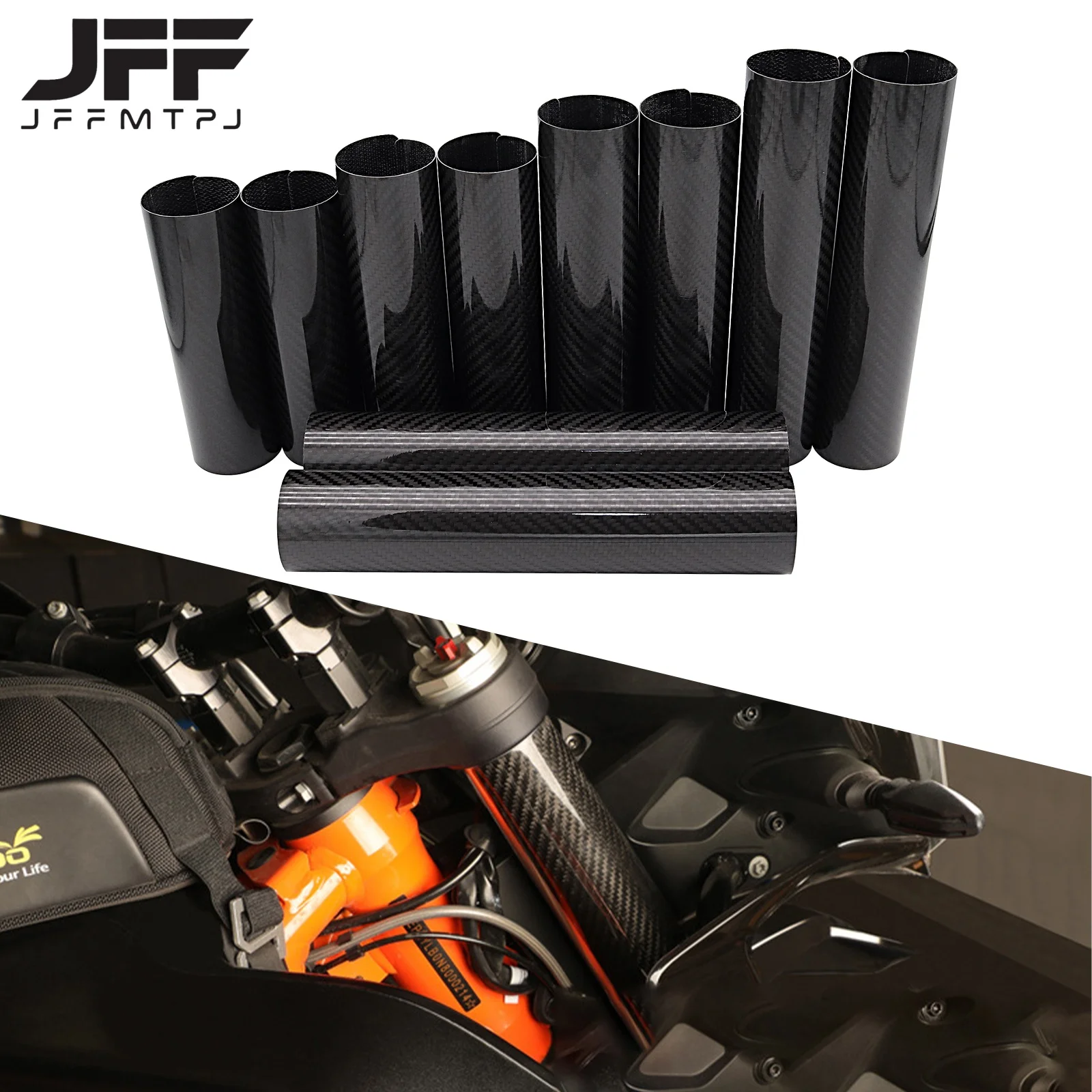 Motorcycle 160-260mm Front Fork Wraps Carbon Fiber Protectors For KTM Honda Yamaha Kawasaki Suzuki