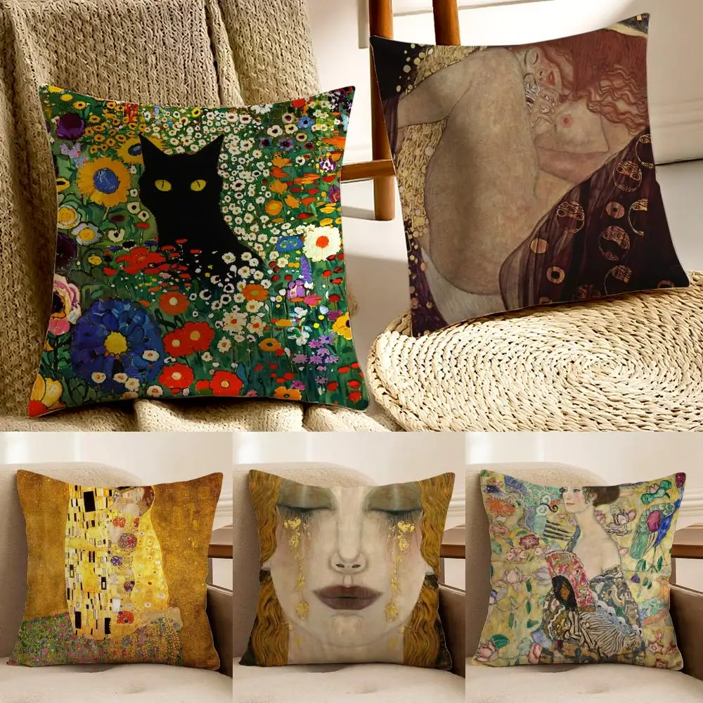 Nouveau Austrian Art G-Gustav Klimt Cushion Cover Pillowcase