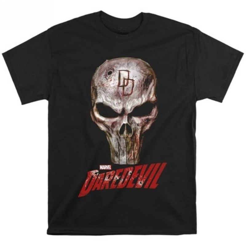 Camiseta informal holgada de manga corta para hombre y mujer con estampado de tendencia de cómic de Marvel, original de Marvel, Daredevil Double Trash