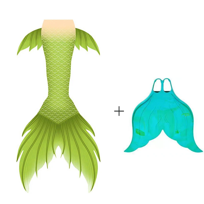 Green Colour Customized Professional Large Size Mermaid Tail Skin Adult children Parent-child Large Big Aquarium Performance Fin