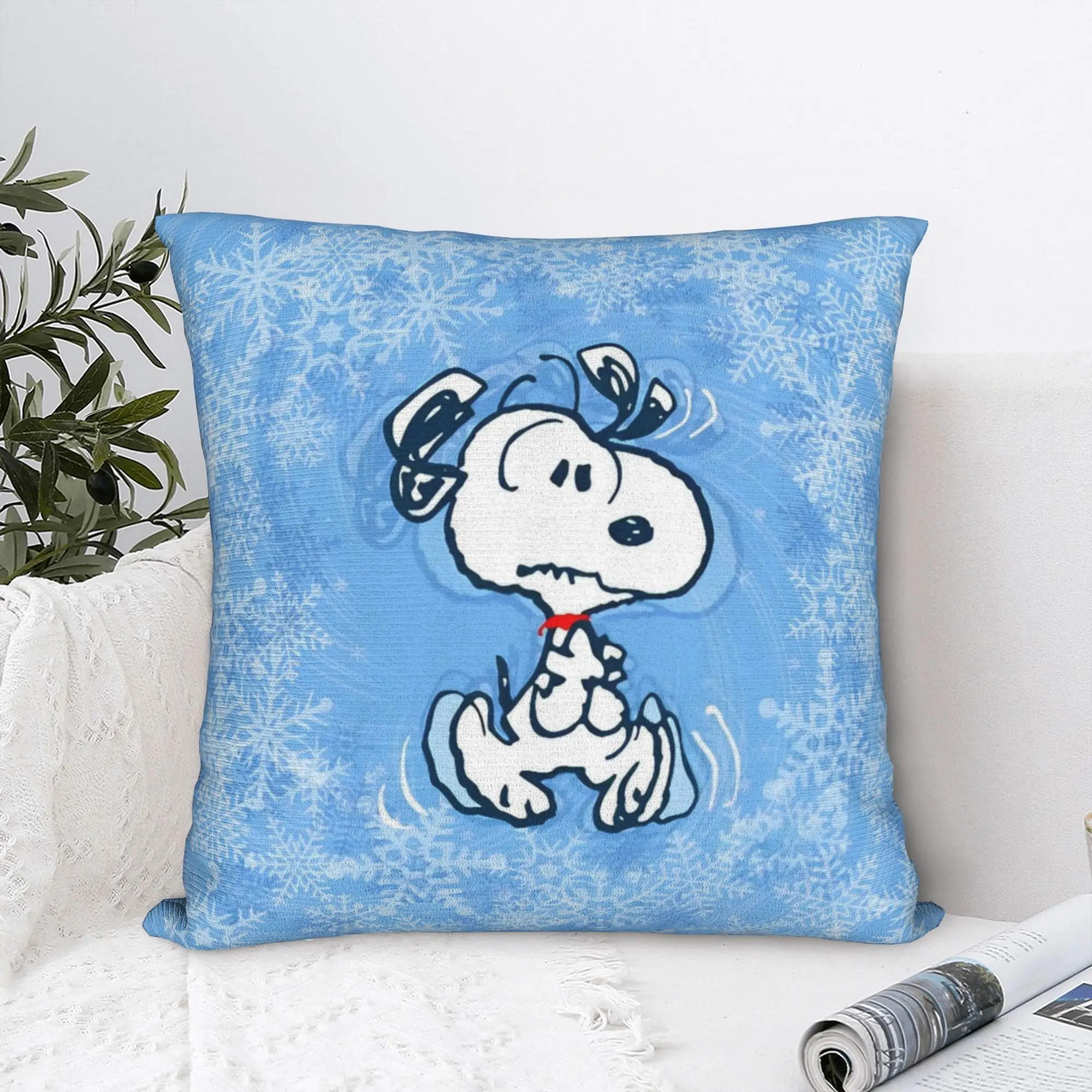 Snoopys quadratischer Kissenbezug, tolle dekorative Kissenhülle mit Reißverschluss für Zuhause, 18 Zoll