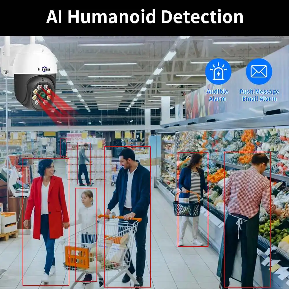 Imagem -03 - Câmera ip Hiseeu-ptz para Segurança Externa Detecção Humana ai Câmeras de Vigilância por Vídeo sem Fio Wifi Cctv Icsee P2p 3mp 5mp H.265x