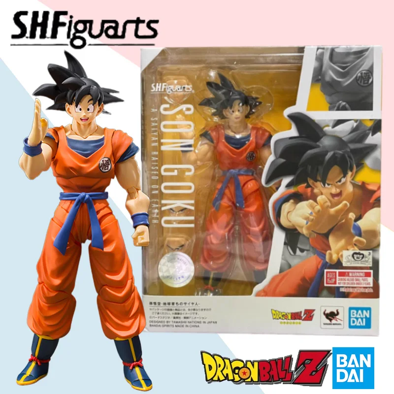 

Bandai оригинальный Shf Dragon Ball Z Son Goku A SAIYAN RAISED ON EARTH аниме фигурка в сборе модель украшения коллекция подарок