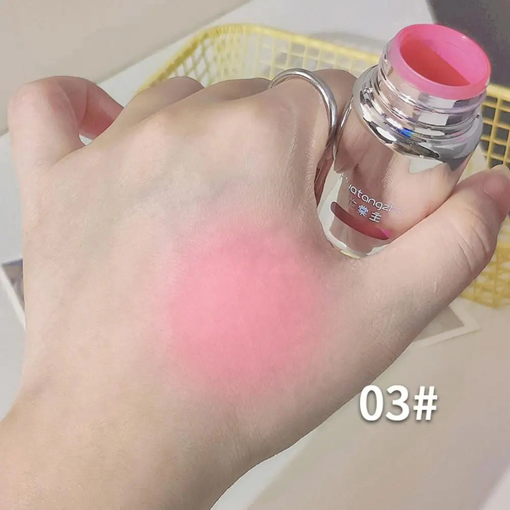 6Colors Liquid Blusher Matte Blush Contour Brightens Face Cheek Rouge Water Light Blusher Big Sponge Brush Head Makeup