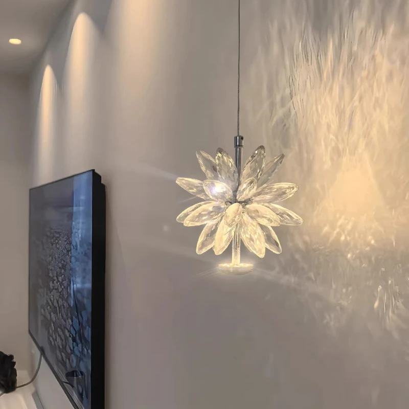 French Luxury Crystal Chandelier Creative Background Wall Corridor Hallway Restaurant Bar Counter Bedroom Bedside Pendent Light
