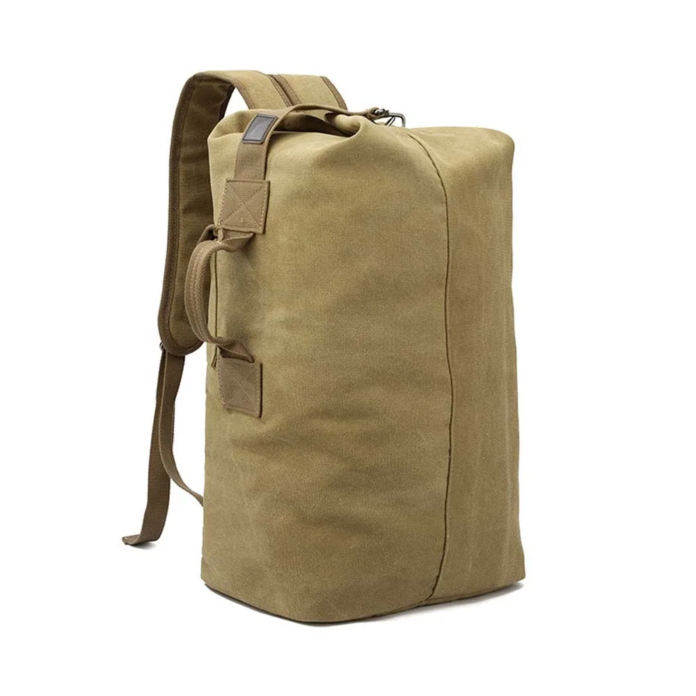 

Elegant Vintage Canvas Rucksack Solid Color Handbag Multi-pockets Design Backpack Multi-purpose Folding