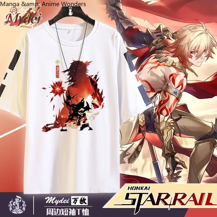 

Mydei Honkai: Star Rail Series футболка с короткими рукавами, летняя мужская и женская футболка, модный топ с мультяшным принтом, повседневный косплей, аниме, подарок
