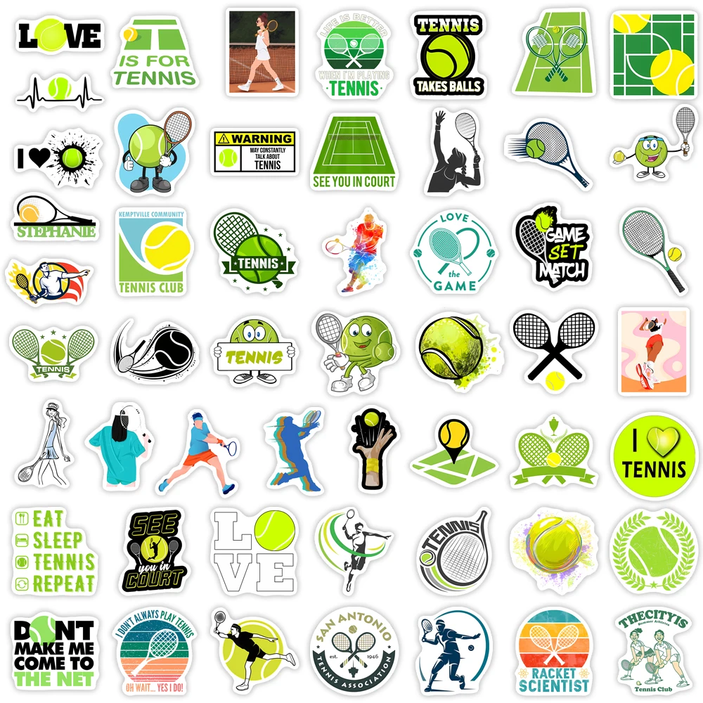 Tennis Theme Lovers Sticekrs DIY Toy Gift Decorative Graffiti Decal for Phone Laptop Bottles Scrapbook Kids Waterproof Sticker