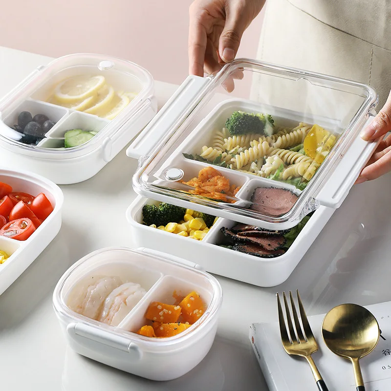

Universal lunch box bento box, microwave-safe, compartmentalized, food-grade plastic freezer storage container with seal