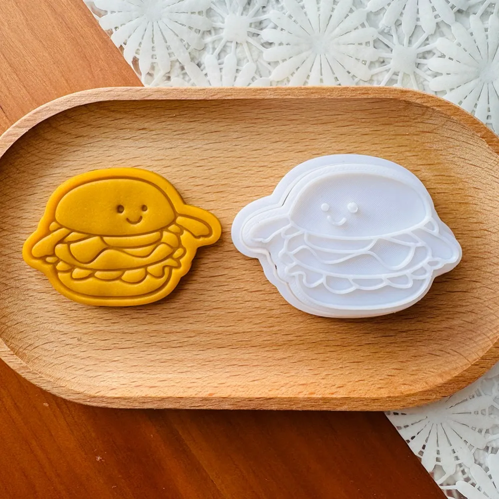 Cute Burger Sandwich Cookie Cutters Cartoon Cake Biscuit Mold Cookie Stamp Kitchen Baking Pastry Bakeware Dessert Supplies