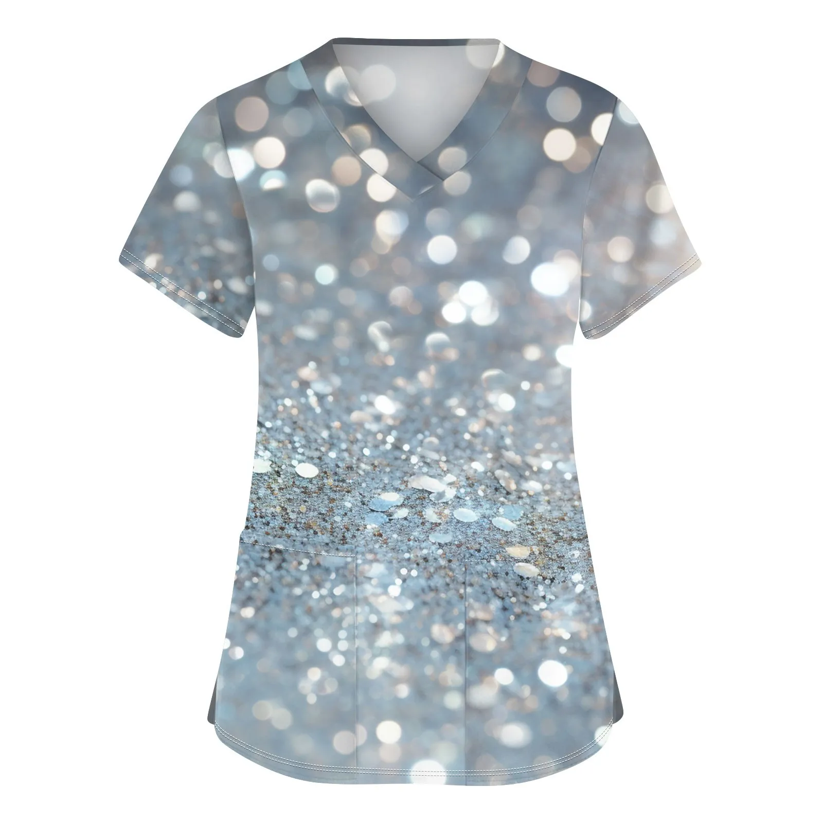 Uniformes médicos casuais enfermeira impressão feminina manga curta topos com decote em v uniformes de cuidados de beleza moda casual solto topo alta quali