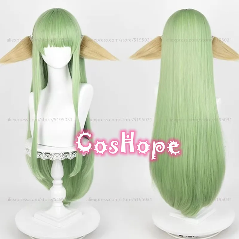 Peluca de cosplay C.C para mujer, peluca verde de 90cm de largo, pelucas de Cosplay de Anime, pelucas sintéticas resistentes al calor