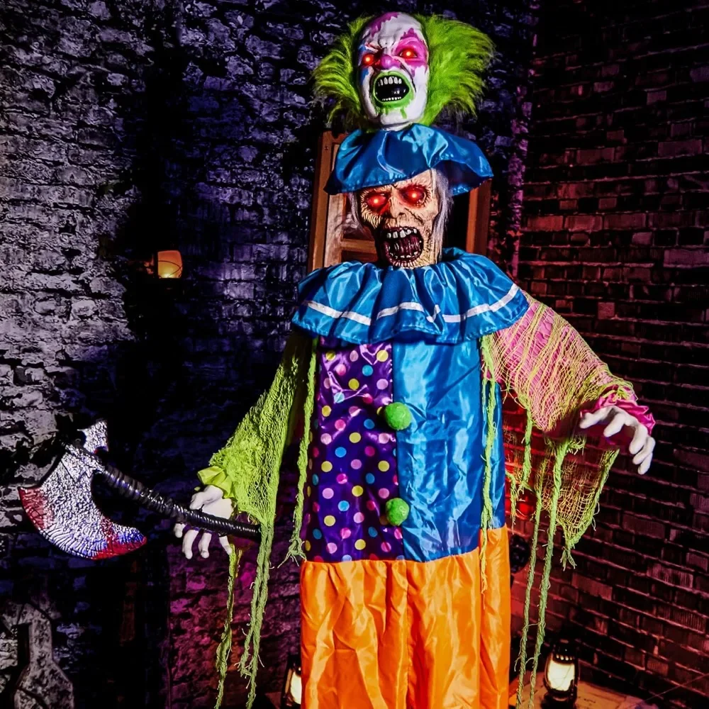 

Halloween Outdoor Dress Up, 6FT Joker - Animated Horror Talking Decoration - Sound Activation, Weird Sounds, Weird Actions