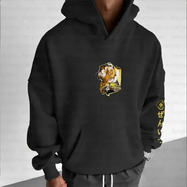 鬼滅の刃 パーカー 綿100% ユニセックス オーバーサイズ ルーズフィット 鬼滅の刃プリント 裏起毛 スウェットシャツ トレンドスタイル