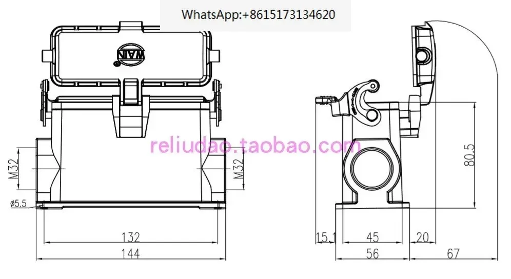 2 pieces WAIN connector H24B-SFH-1L/SC-CV-M32 single buckle high base PG21/PG29/M40 original