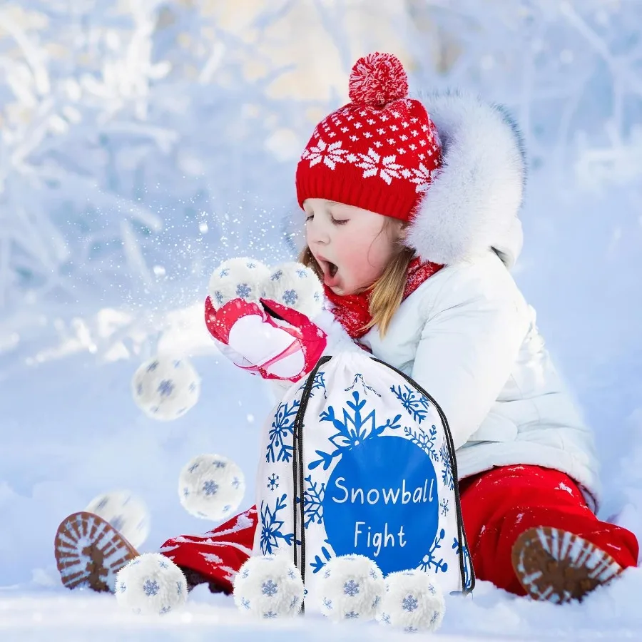 36 قطعة من كرات الثلج المزيفة لكرات الثلج المصنوعة من القطيفة الناعمة مع حقيبة تخزين مثالية لديكور شجرة عيد الميلاد والطفل الداخلي والخارجي