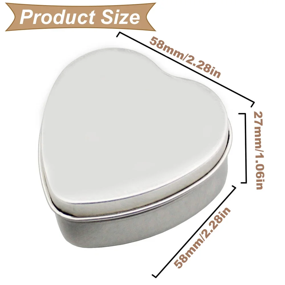 12PCS 2oz Heart Shaped Metal Tins Tinplate Empty Candy Jars Empty Refillable Aluminum Candies Cans DIY Crafts Cosmetic Container