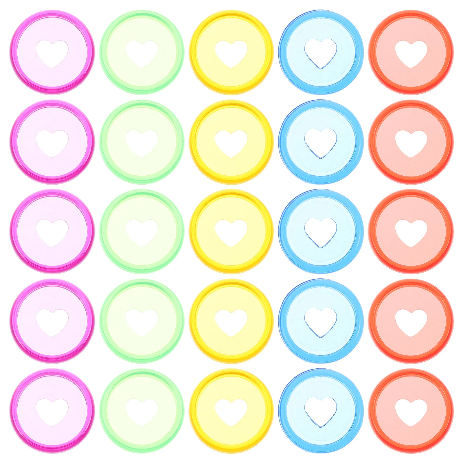 25 pezzi di dischi colorati per raccoglitori a forma di cuore, in plastica ABS, per rilegatura, dischi rotondi di ricambio per pianificatori, quaderni, ufficio a fogli mobili