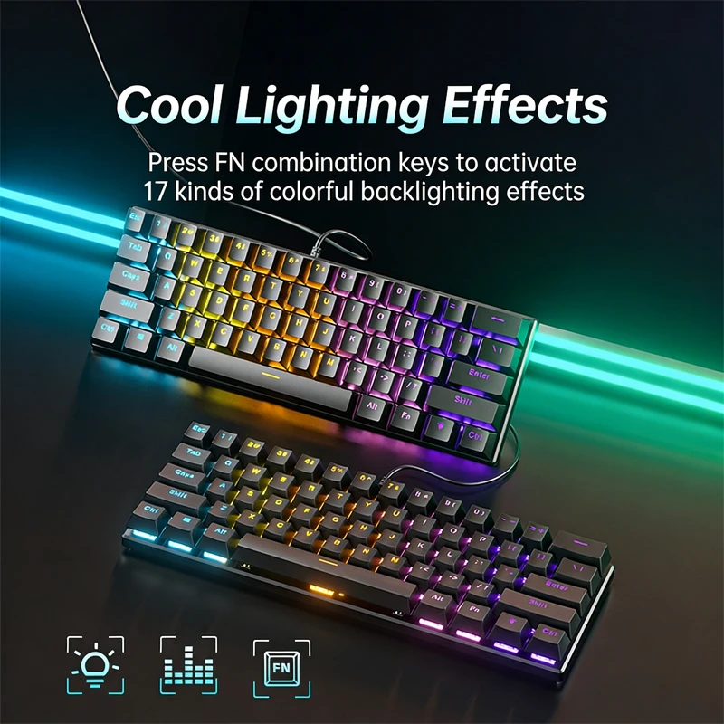 

Original Mechanical Wired Gaming Keyboard RGB Lighting Supports Hot-Swappable 61-Key Mechanical Wired Gaming Keyboard 2026 New