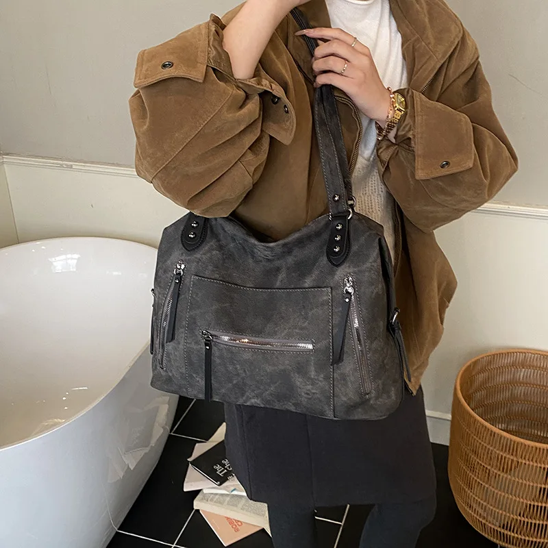 

2025 Winter Vintage Tote Bag, Spacious Crossbody Purse, Chic Shoulder Bag, Casual Day to Night Sling, Textured Top Handle Bag