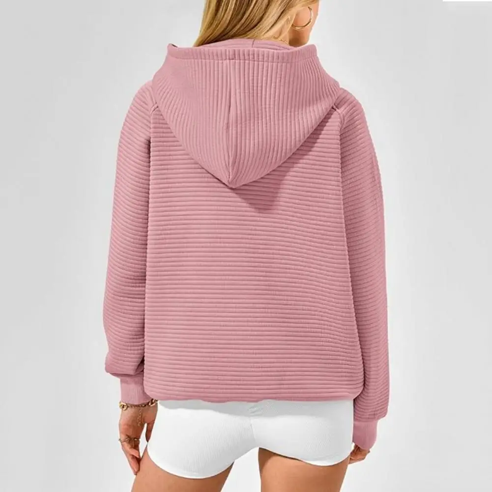 

Women Hoodie Cozy Hoodie with Oversized Pockets for Women Solid Color Pullover with Elastic Cuffs Versatile Sporty Top for Fall