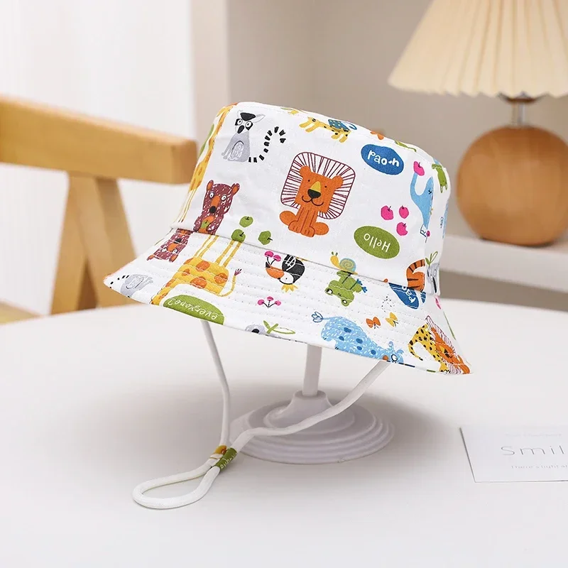New Panama Summer Baby Sun Hat for Girls and Boys Beach Sun Cap Outdoor Children Bucket Hat Cartoon Autumn Kids Fisherman\'s Cap