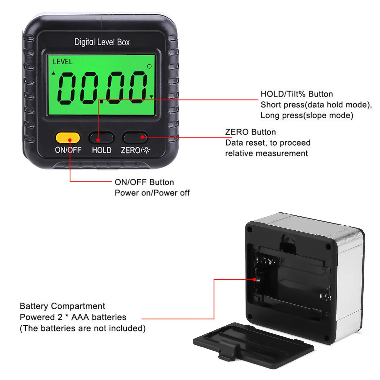 Digital Angle Gauge Magnetic Protractor Inclinometer Level Angle Finder Angle Cube Level Box With Magnes And Backlight