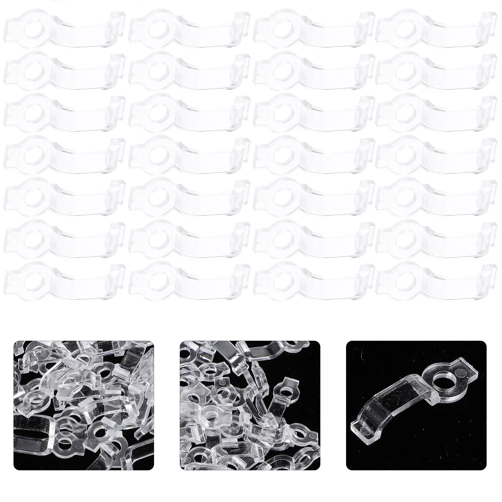 

100pcs LED Strip Light Clips Ultra Thin Mounting Brackets Easy Install Fixing Holders For Soft Hard Bars Safe Durable LED