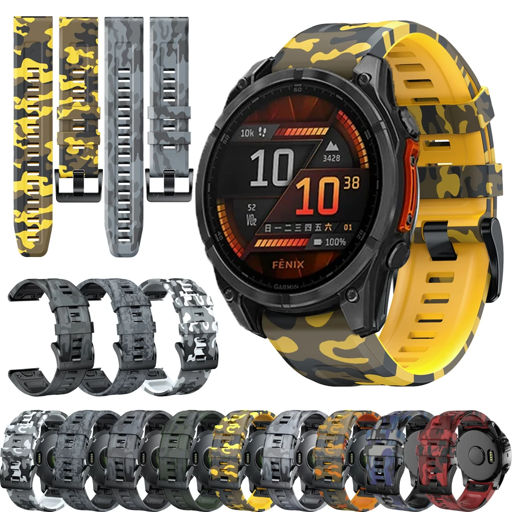 QuickFit 22mm 26mm Sports Silicone Watch Band For Garmin Fenix 8 8X E 7 7X 6 6X 5 5X Plus/Epix Pro Gen 2 47 51mm/Enduro 3 Strap