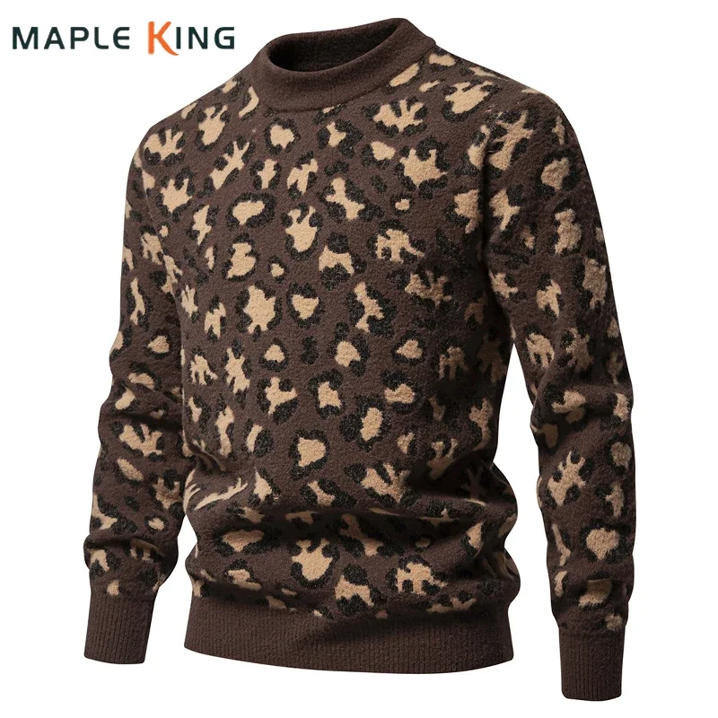 Sueter Masculino Luxo 2024 Mens Warm Pullover Sweater Vintage Halloween Women Leopard Print Couple Jerseys Jumper Sweat Hommes