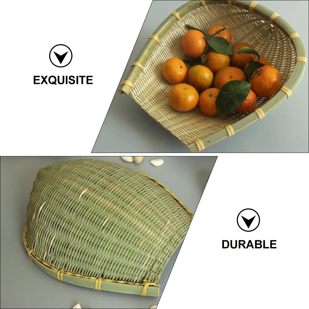

1Pcs Handcrafted Bamboo Basket Kitchen Storage Organizer Decorative Bamboo Basket Household Vegetable Holder